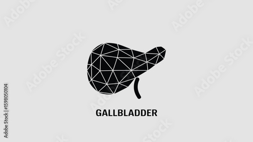 Geometric gallbladder model with polygonal design, representing a modern medical concept and innovative healthcare technology, symbolizing human organ and biological study