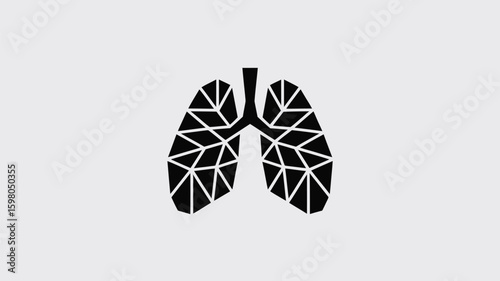 Stylized black geometric lungs icon representing respiratory health and medical concepts with a clean, modern design suitable for healthcare and science communications