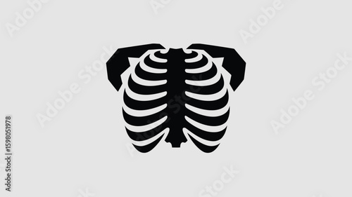 Stylized black silhouette of a human rib cage with shoulder blades against a neutral, seamless backdrop, evoking medical, anatomical, or Halloween themes with a clean graphic aesthetic.