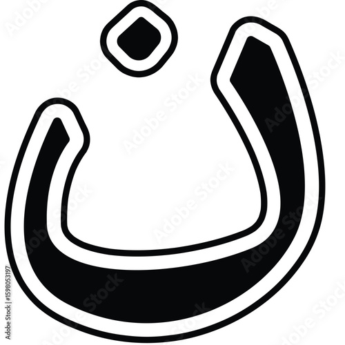 Arabic Letter Nun Outline Vector Calligraphy Design