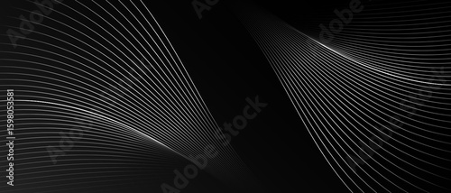 Minimal black background with dynamic white curved lines
