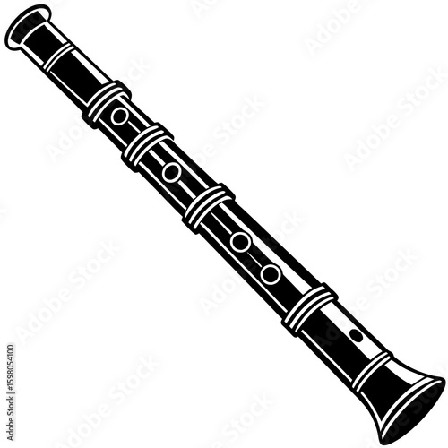 vector illustration of a wooden flute