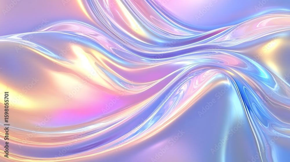 Fototapeta premium Iridescent Abstract Background with Liquid Waves and Pastel Color Gradient