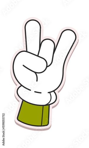Cute groovy hand gesture sticker