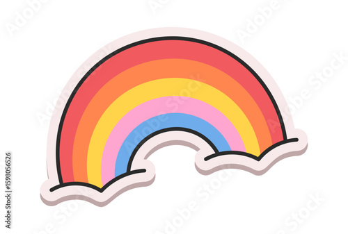 Rainbow sticker retro design element