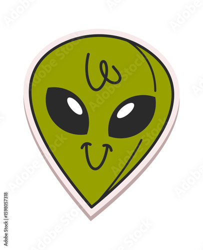 Creepy alien face sticker design