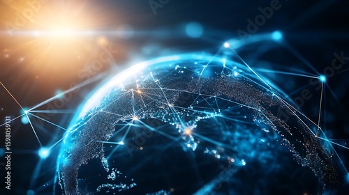 Global Network Connecting Continents for Data Communication and Technology Concepts