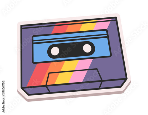Tape recorder cassette retro sticker