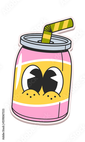 Funky carbonated drink can sticker