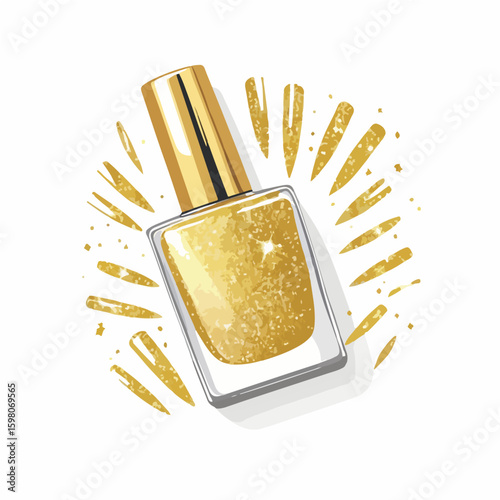 a nail polish bottle with a subtle golden sparkle 