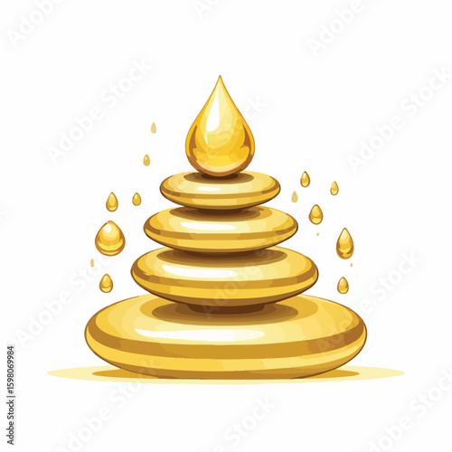 Golden Water Drop Spa Stones Logo