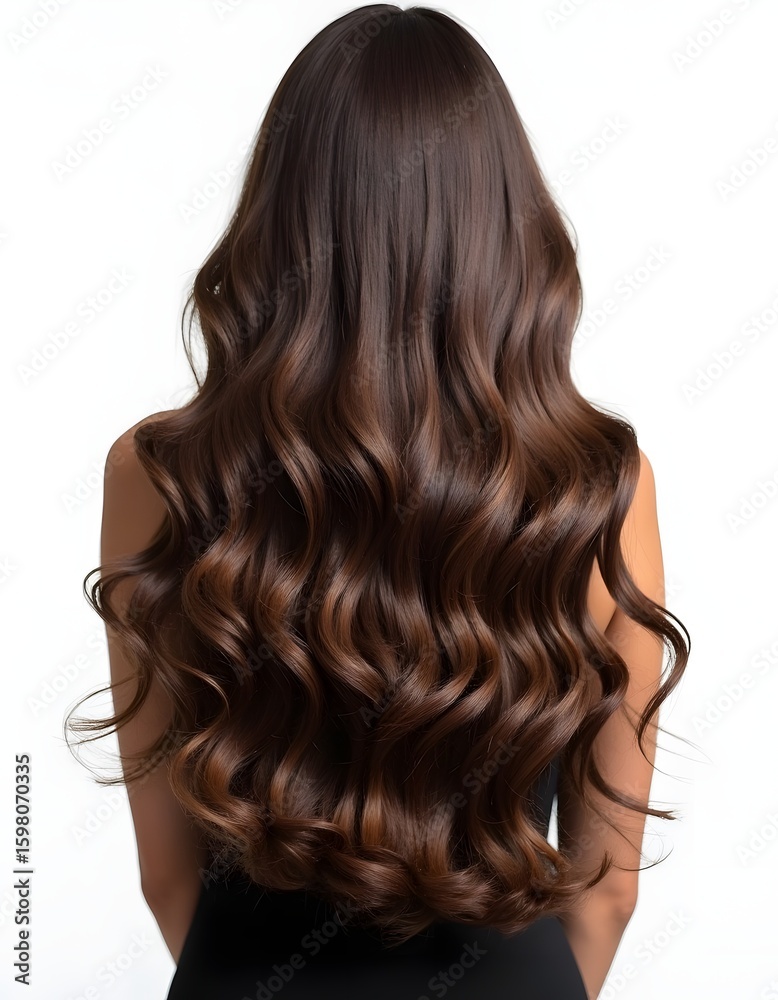 Fototapeta premium photo of long wavy woman hair, isolated on a pure white background