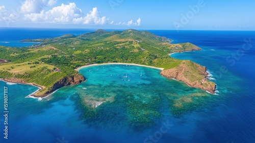 Scenic island bay from above
