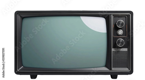 Vintage television, retro tv monitor frame, analog screen, old school design isolated on transparent background