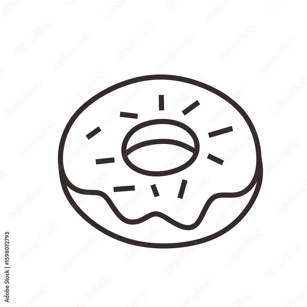 Obraz premium Donut with Sprinkles Isolated Line Drawing Dessert