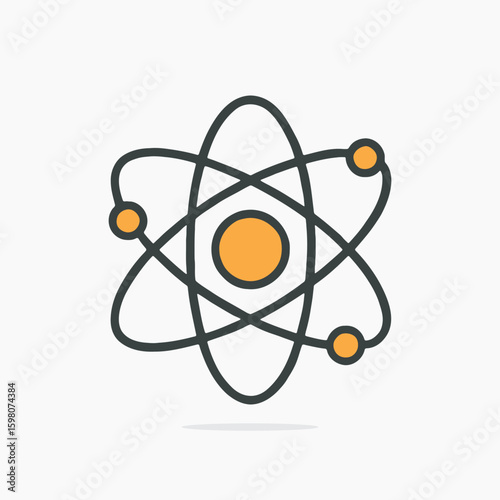 Simple atom model with orbiting electrons and a central nucleus.