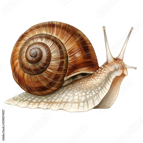 Illustration of A Brown Snail Isolated on Transparent Background