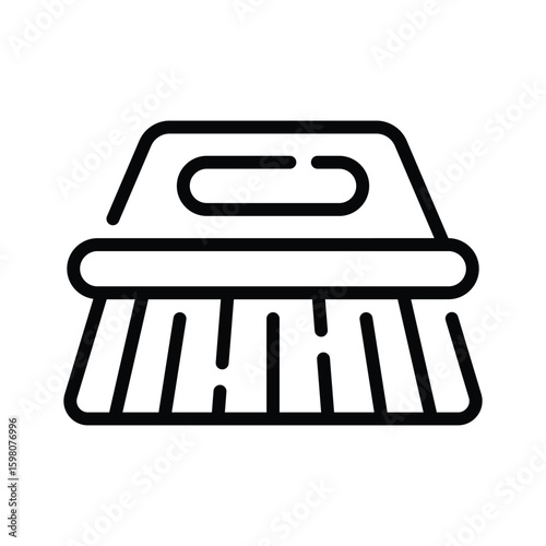 Well designed linear icon of firm scrubbing brush