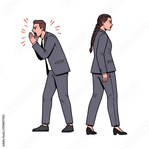 Illustration of Business Conflict With Man and Woman
