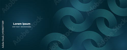 Glowing blue wavy lines on abstract technology dark blue background. Digital hi-tech vector illustration with particle striped wave lines
