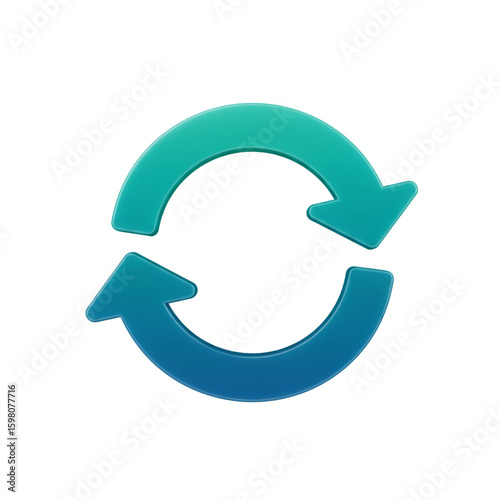 Free Download Illustration of 3D Circular Green Blue Gradient Reload Icon on Transparent Background - GFXLoad