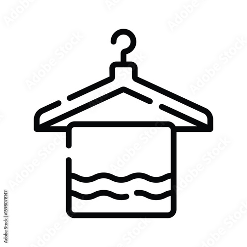 Sleek outline style icon of horizontal towel hanger