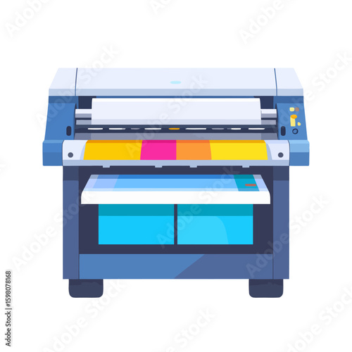 Large-Format Digital Printer with CMYK Ink Cartridges and Output Tray