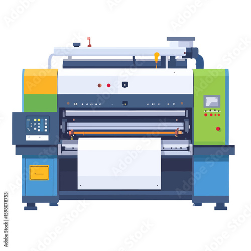 Large-Format Digital Printer with Control Panel and Paper Feed