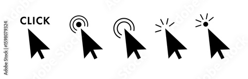 クリック操作を示すカーソルアイコンのセット（ポインター UI UX インタラクション ベクター）