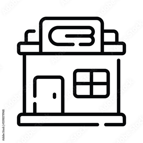 Premium outline style icon of local laundry shop