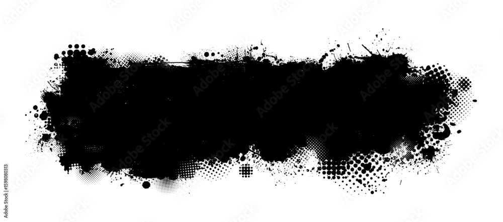 Fototapeta premium Splatter Paint Texture . Black Spray Blot of Ink. Place illustration Over any Object to Create Grungy Effect . hand drawn. Not AI, Vector.