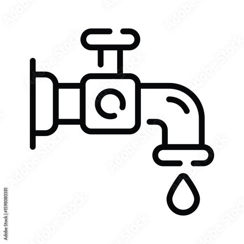 Sleek outline style icon of metal water tap