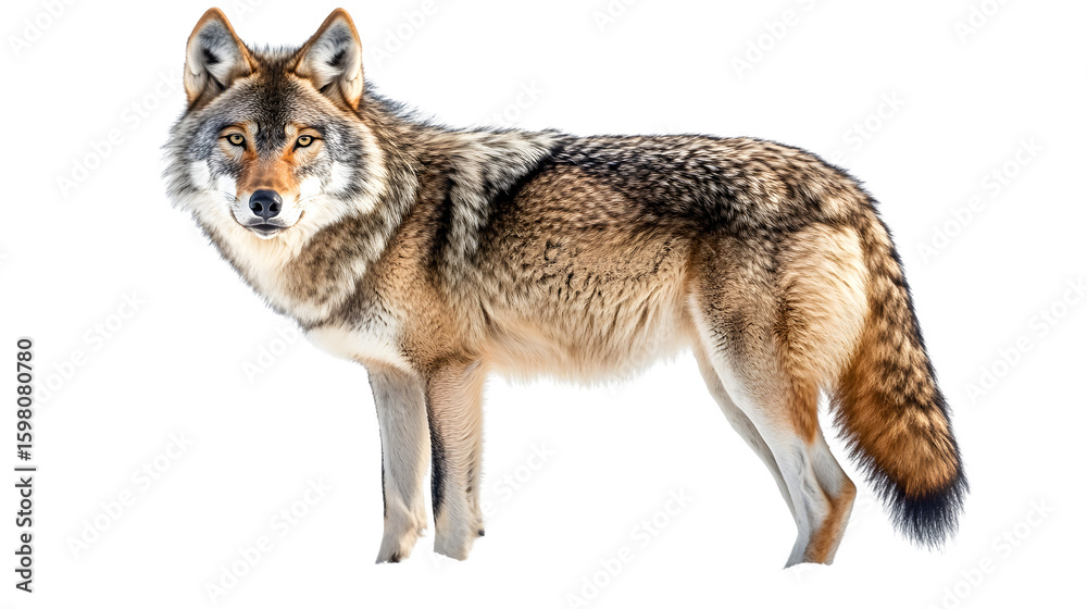 Obraz premium Majestic Canadian Wolf Isolated on White Background for Adobe Stock Photos