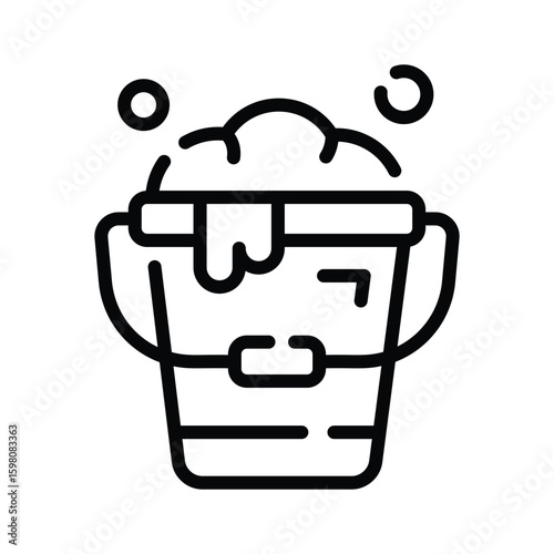 Ready to use linear icon of steel water bucket