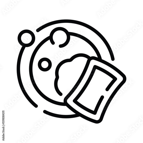 Handy linear icon of stacked dishwashing dishes