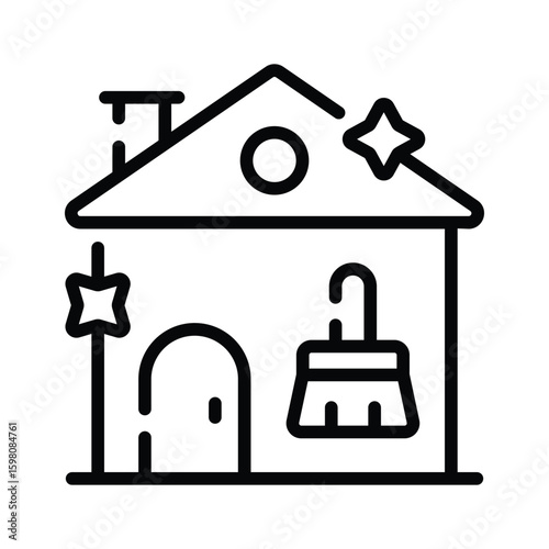 Easy to use linear icon of modern home cleaning