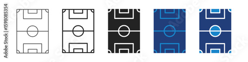 Football Field Icons Set – Editable Stroke Soccer Pitch Outline