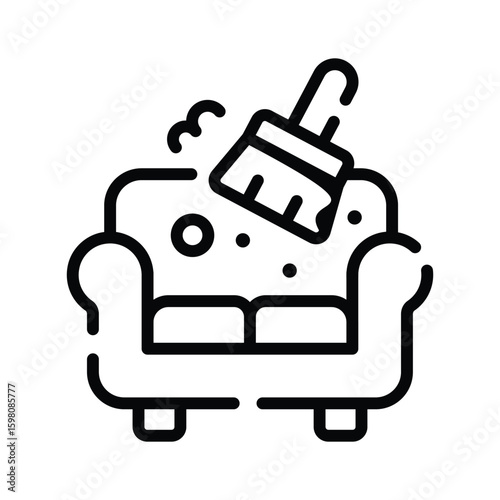 Handy outline style icon of sofa cleaning session