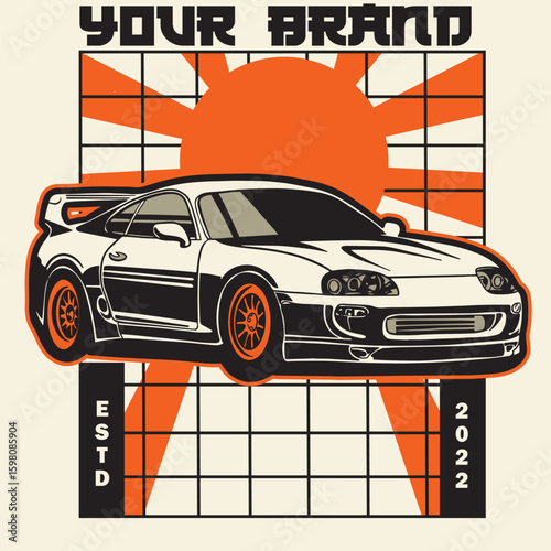 Car Vector Illustration For Conceptual Design. Suitable for posters, stickers, t-shirt prints, and banners.	
