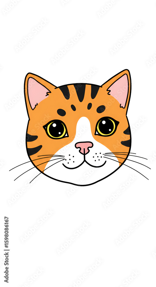 Obraz premium Illustration of Orange Cat Head on Transparent Background
