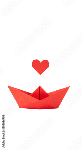 Free Download Illustration of Red Origami Paper Boat With Heart - GFXLoad