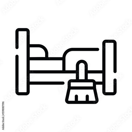 Handy outline style icon of bedroom cleaning icon