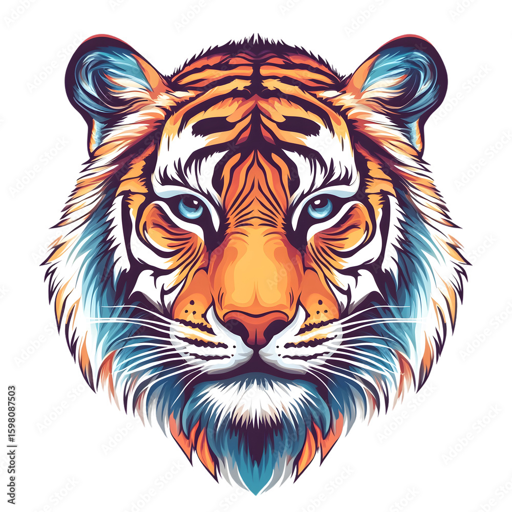 Fototapeta premium Majestic Tiger Isolated on White Background for Design Projects