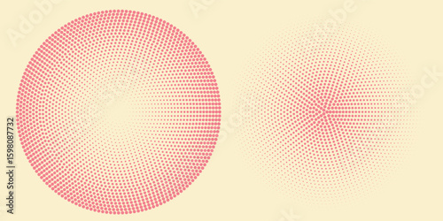 Circle halftone collection. Circular dotted frames set. Dots circle texture.