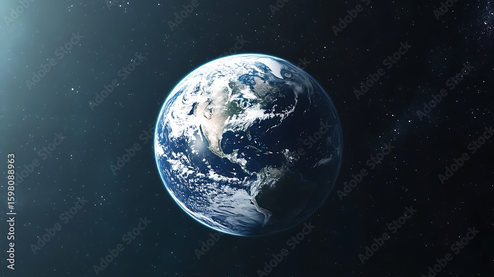 Obraz premium Earth View From Space with Starry Background and Cloud Formations