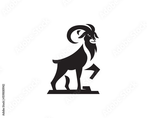 abstract elegant ibex goat stand logo icon symbol design template illustration inspiration