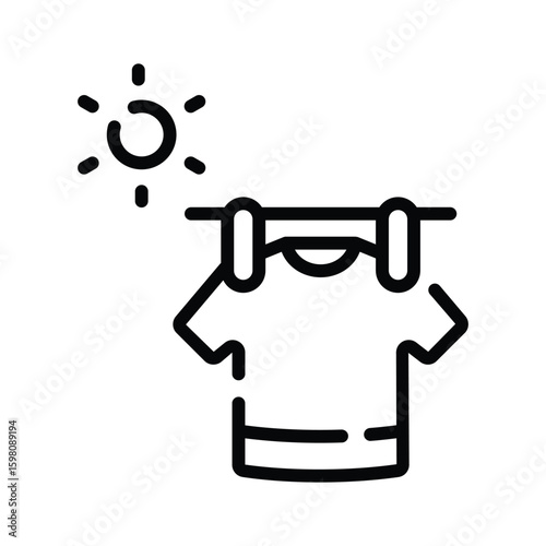 Sleek linear icon of flapping hanging shirt
