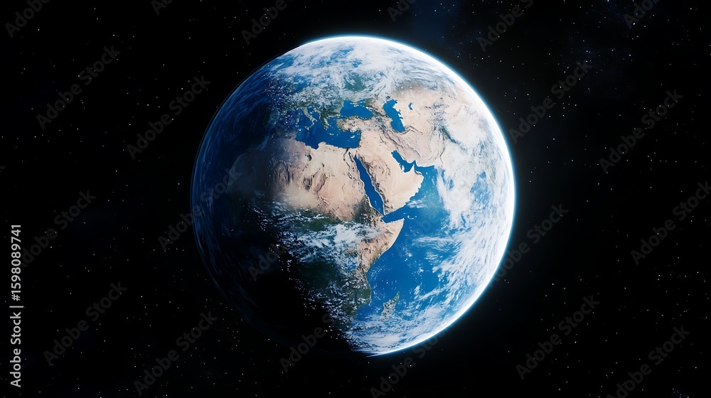 Obraz premium Earth From Space Orbit View of Africa Middle East and Ocean