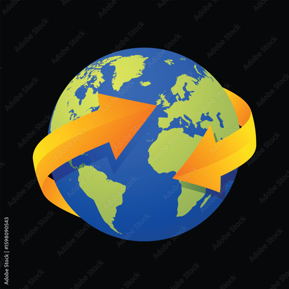 Naklejka premium World map globe or planet earth world map line art icon for apps and websites vector illustration
