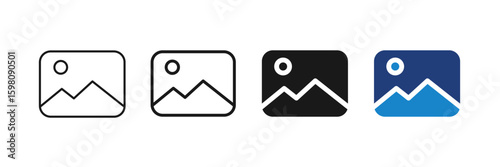 Gallery and Image Icons Set with Editable Stroke. Symbol